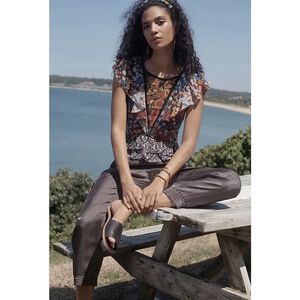 Bhanuni by Jyoti x Anthropologie Neda Beaded Blouse Mixed Print. Small